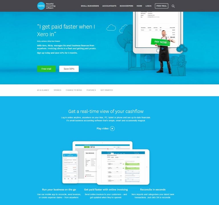Digital Marketing Example 5:Xero homepage
