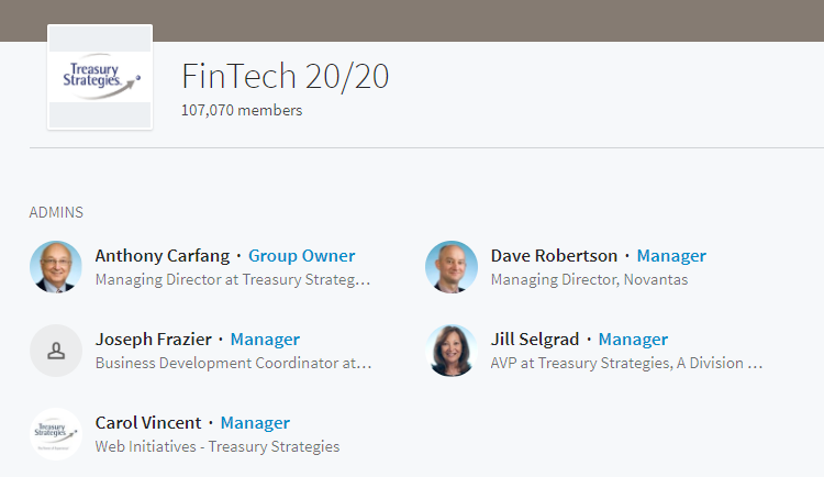 LinkedIn groups for fintech marketing