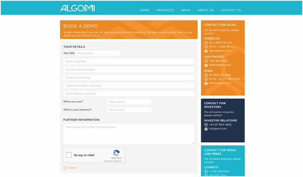 Algomi LANDING PAGE