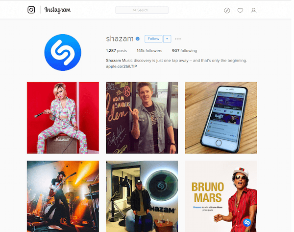 Shazam Instagram feed