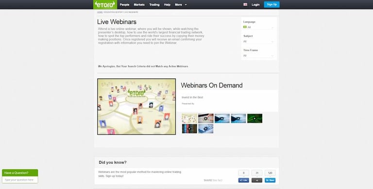 Digital Marketing Strategy Example 7 :etoro webinar