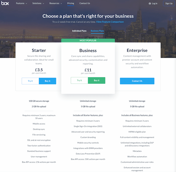 Conversion Rate Improvement Example:A clear pricing page is a great BoFu aspect of inbound marketing website design.