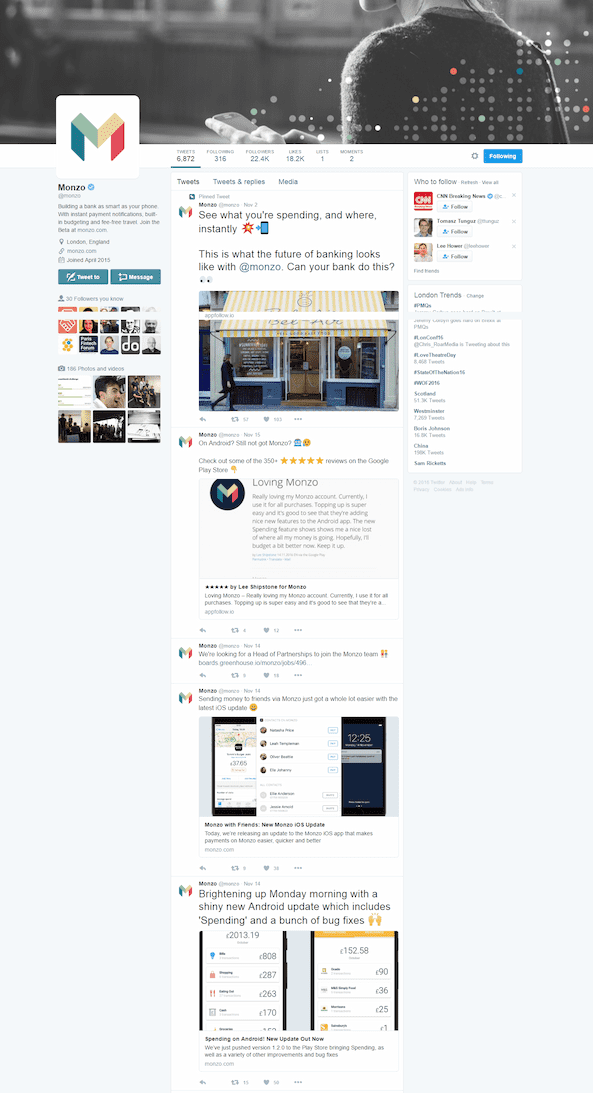 example of social media for fintech customer acquisition
