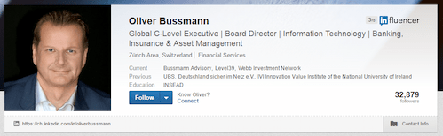 Oliver Bussmann Fintech LinkedIn