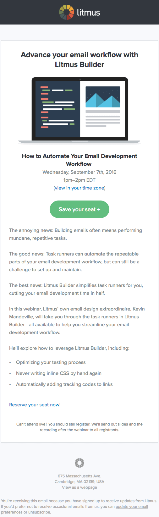 A lead nurturing email marketing workflow has to strike the balance between educational and promotional, with an emphasis on how the product or service can help meet the customer's needs.